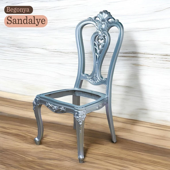 Begonya Sandalye Sert Plastik Gümüş Koltuk Bahçe Balkon Mutfak Yemek Masası Sandalyesi ürün görseli 1