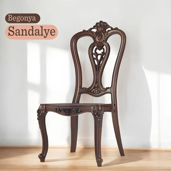Begonya Sandalye Sert Plastik Ahşap Koltuk Bahçe Balkon Mutfak Yemek Masası Sandalyesi Kahverengi ürün görseli 1