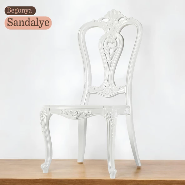 Begonya Sandalye Sert Plastik Beyaz Koltuk Bahçe Balkon Mutfak Yemek Masası Sandalyesi ürün görseli 1