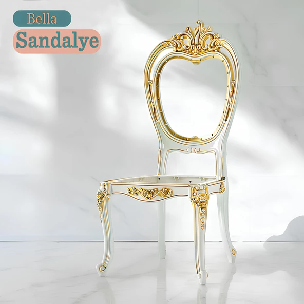 Bella Sandalye Sert Plastik Beyaz Gold Koltuk Bahçe Balkon Mutfak Yemek Masası Sandalyesi ürün görseli 1