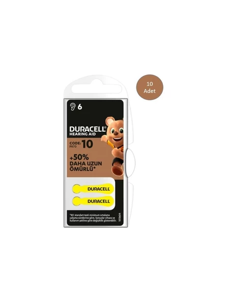 Duracell 10 Numara İşitme Cihazı Pili 6x10 60 Adet ürün görseli 1