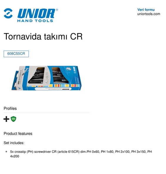 Unior 608CS5CR Ph Yıldız Uçlu Tornavida Seti 5 Parça - Resim 2