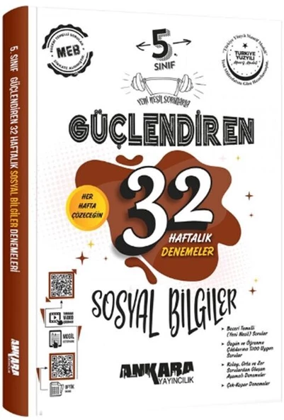Ankara Yayıncılık 5. Sınıf Sosyal Bilgiler Güçlendiren 32 Haftalık Denemeleri ürün görseli 1