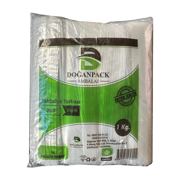 Doğanpack Şeffaf Naylon 1 lik 20x30 Cm. Bakkaliye Poşeti Torbası - 1 Kg. - 1 Paket ürün görseli 1