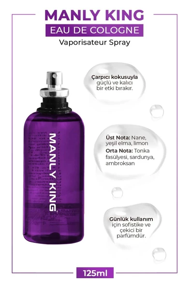 Manly King 125 Ml Erkek Parfümü -  Mor ürün görseli 1