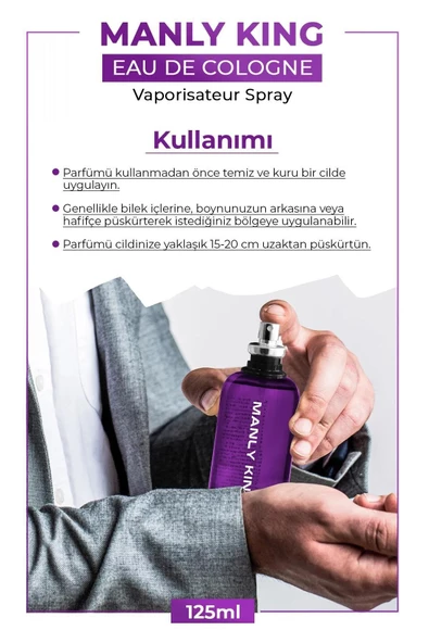 Manly King 125 Ml Erkek Parfümü -  Mor - Resim 2