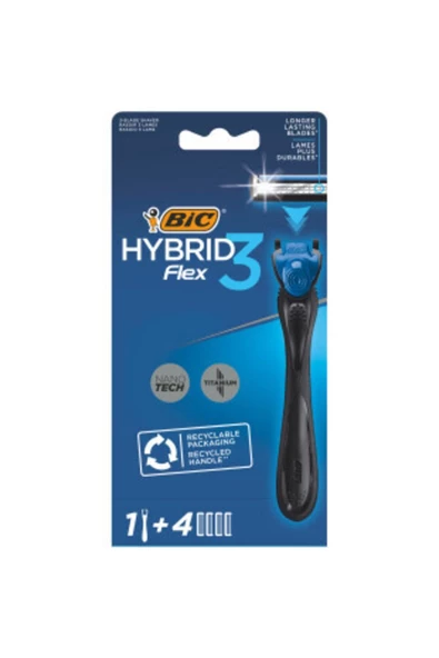 Bic Flex 3 Hybrid Tıraş Bıçağı 1 Sap + 4 Yedek Başlık 3 Bıçaklı ürün görseli 1