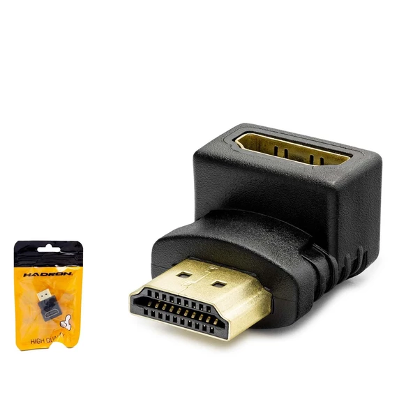 Hadron HDX1258 HDMI (M) - HDMI (F) L Tipi Dönüştürücü Ek Adaptörü - Siyah ürün görseli 1