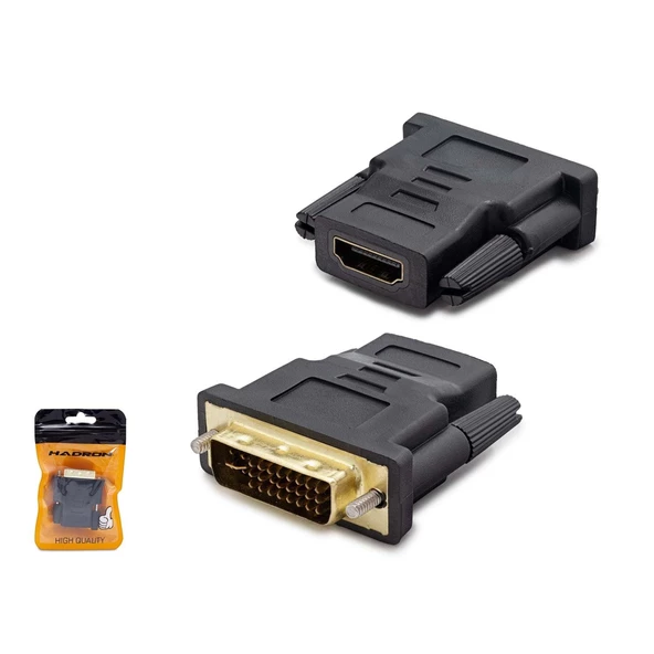 Hadron HDX1260 DVI (M) 24+5 - HDMI (F) Dönüştürücü Adaptör - Siyah ürün görseli 1
