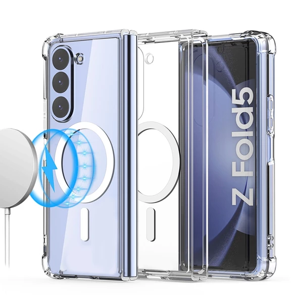 Samsung Galaxy Z Fold5 Kılıf Magsafe Özellikli Şeffaf Silikon Kapak ürün görseli 1