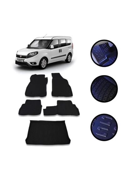 Fiat Doblo 2010-2016 Arası 4D Havuzlu Oto Paspas Ve Bagaj Set ürün görseli 1