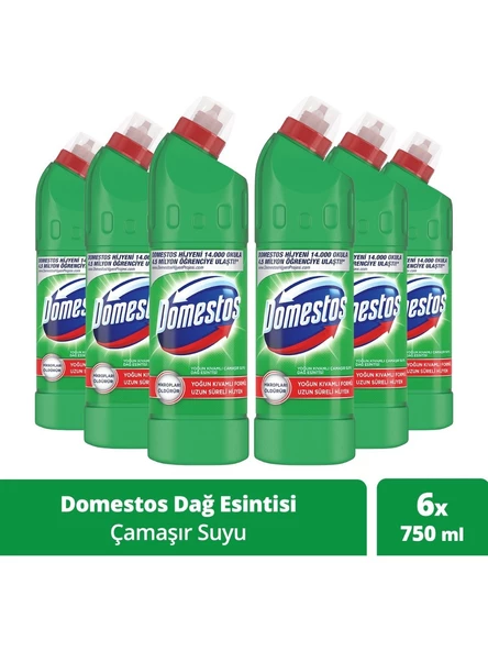 Domestos Yoğun Kıvamlı Çamaşır Suyu Maksimum Hijyen Dağ Esintisi 750 mlX6 ürün görseli 1