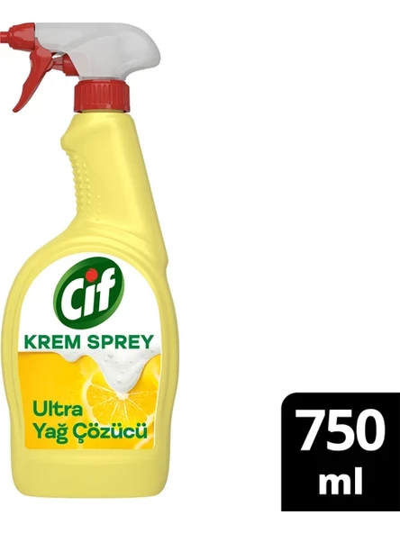 Cif Krem Sprey Ultra Yağ Çözücü Yüzey Temizleyici Limon 750 ml ürün görseli 1