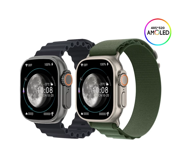 HK9 ULTRA 2 MAX 49MM AMOLED EKRAN 2024 SERİ SİYAH VE GÜMÜŞ KASA ürün görseli 1