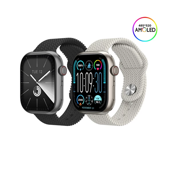 HK9 PROMAX+ 45MM AMOLED EKRAN 2024 SERİ SİYAH VE GÜMÜŞ KASA ürün görseli 1