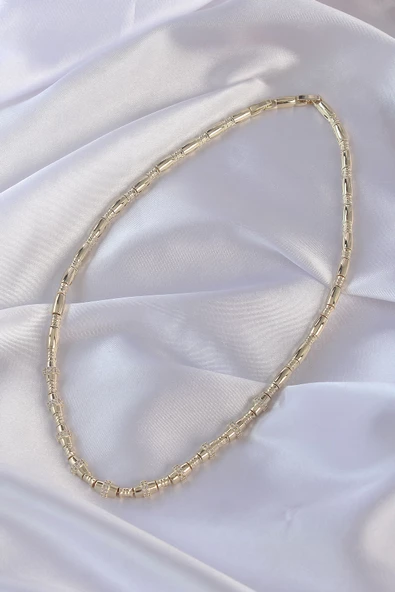 Vip Seri Pirinç Gold Renk Zirkon Taş Detaylı Serenay Kolyesi - TJ-BKO8841 ürün görseli 1