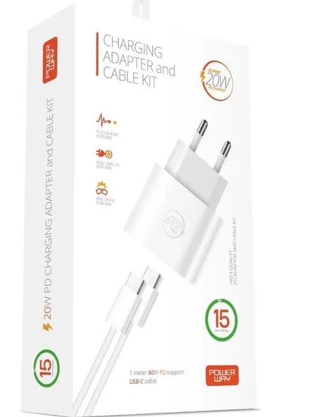 POWERWAY 20w TYPE-C / TYP-C Hızlı Şarj Seti Orjinal Muadil ürün görseli 1
