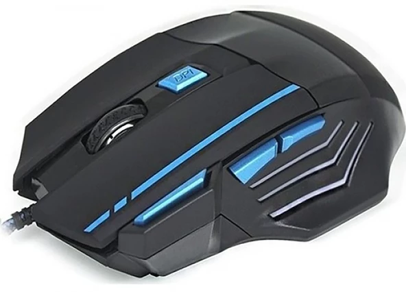 Hadron HDG30 3600dpi Ledli 1.44mt USB Kablolu Oyuncu Mouse - Siyah-Mavi ürün görseli 1