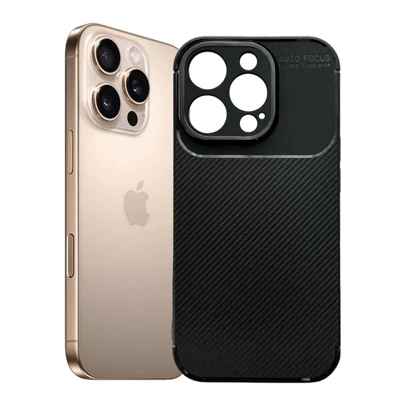 iPhone 16 Pro Kılıf Focus Carbon Silikon Kapak - Resim 3