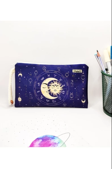 Tarot Desenli Kalem Kutusu Yıkanabilir Bez Kalemlik ürün görseli 1