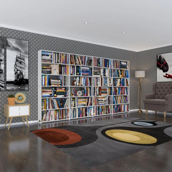 Kenzlife kitaplık süper ga byz 180*320*19 6 katlı 4 bölme çift bölme opsiyonlu ofis mutfak banyo dolabı arkalıksız ürün görseli 1