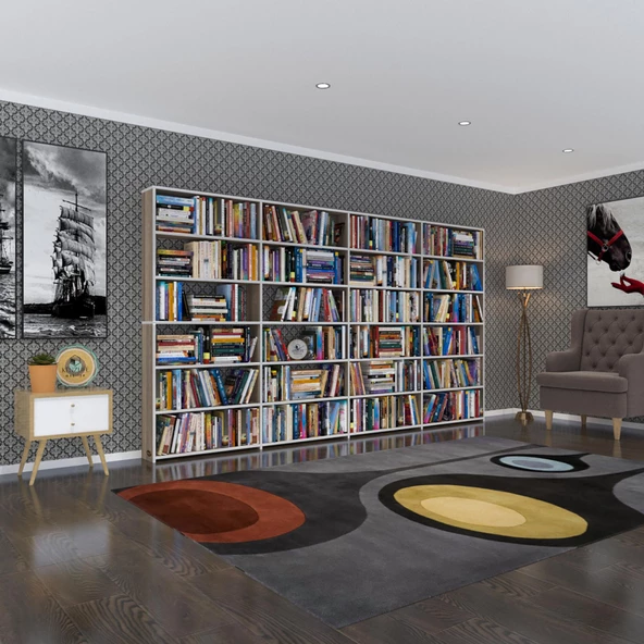 Kenzlife kitaplık süper ga crd 180*320*19 6 katlı 4 bölme çift bölme opsiyonlu ofis mutfak banyo dolabı arkalıksız ürün görseli 1