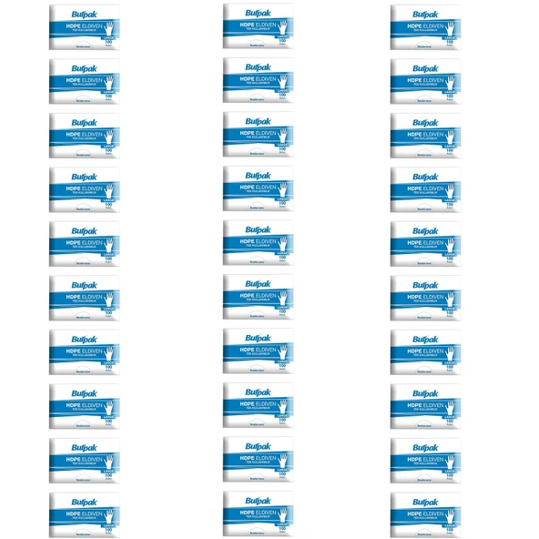 Burpak HDPE İş Temizlik Tek Kullanımlık Şeffaf Eldiven / Büyük Boy / 100 Adetlik 30 Paket ürün görseli 1