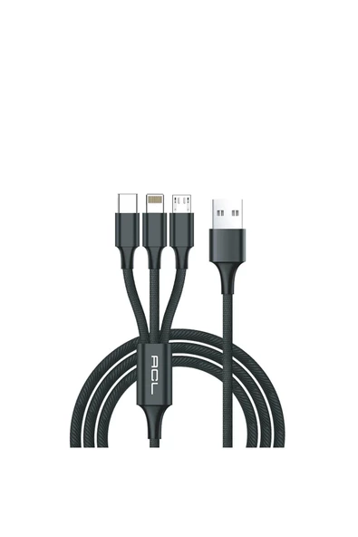 Ack47 3in1 Lightning, Micro, Type-c Metal Başlık Usb Şarj Kablosu ürün görseli 1