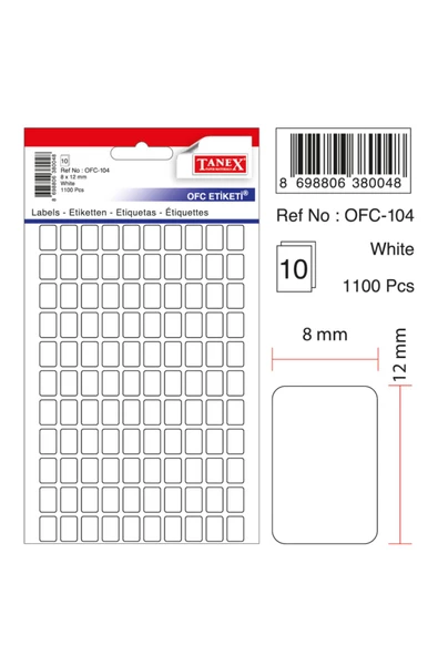 TANEKS OFİS ETİKETİ BEYAZ OFC-104 ürün görseli 1