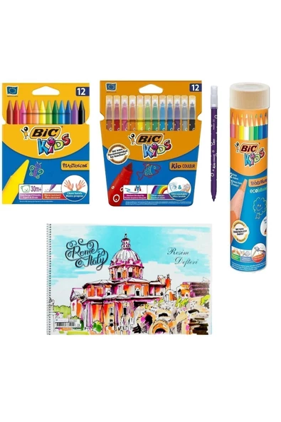 Pastel Boya Keçeli Boya Metal Tüp Kuru Boya 12 Li Ve Resim Defteri ürün görseli 1