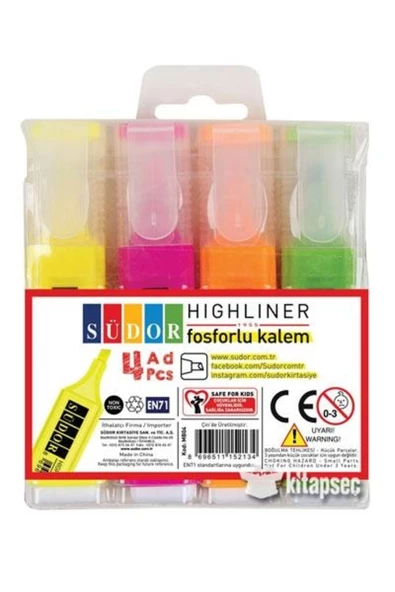 Fosforlu Kalem 4 Lü Set ürün görseli 1