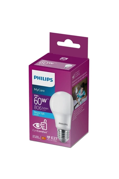 PHİLİPS Phılıps Led 8-60W Ampul 6500K Beyaz Işık ürün görseli 1