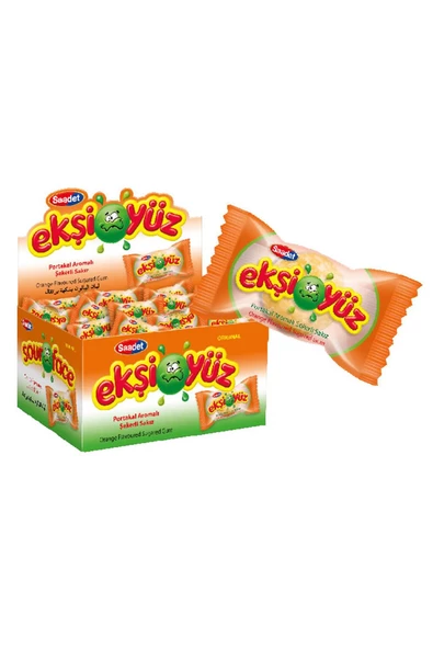 SAADET Ekşiyüz Portakal Aromalı Şekerli Sakız 1*100 ürün görseli 1