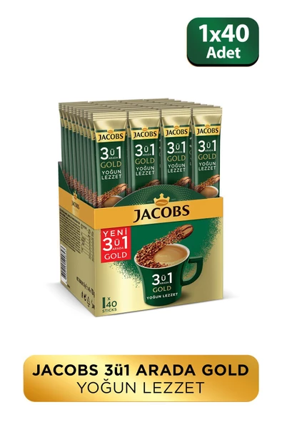 JACOBS 3'Ü 1 Arada Gold Yoğun Lezzet Karışım Kahve 40'Lı Kutu ürün görseli 1