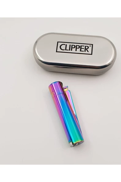 CLİPPER Metal Gökkuşağı Renkli Çakmak Metal Kutulu ürün görseli 1