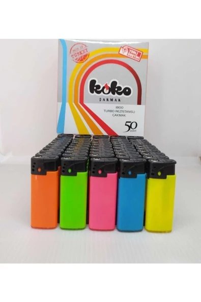 KOKO 1800 Izgaralı Çakmak Rüzgara Dayanıklı 50 Adet ürün görseli 1