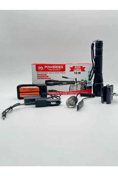 POWERDEX 10W Şarjlı Profesyonel Avcı Tüfek Feneri Pd-8200 ürün görseli 1