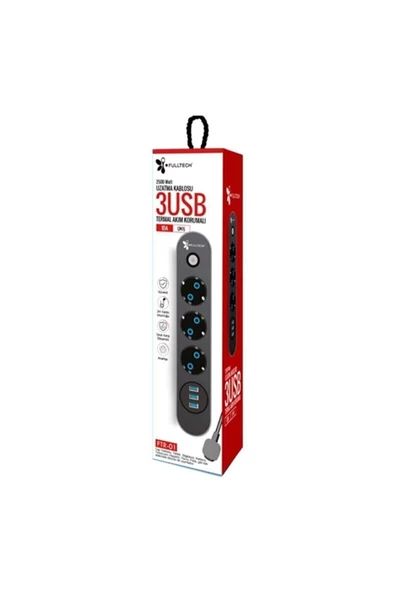 FULLTECH Ftr-01 Termal Akım Korumalı Priz 3X Usb ürün görseli 1