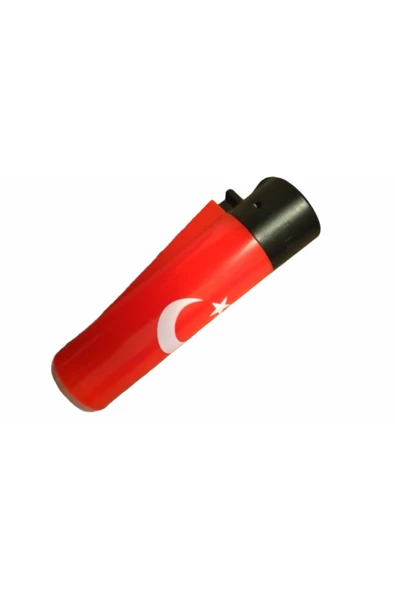 RENKYAPI Taşlı Çakmak Clipper Flamagas Doldurabilir Ay Yıldızlı Plastik Kırmızı ürün görseli 1