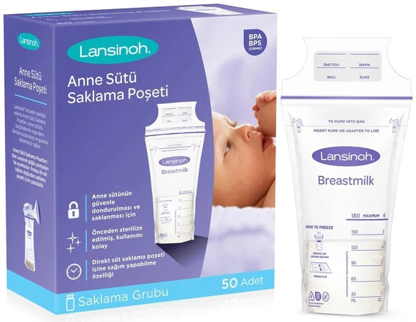 Lansinoh Anne Sütü Saklama Poşeti 50 Adet ürün görseli 1