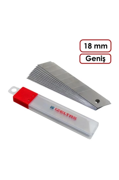 İzeltaş Pro Maket Bıçağı Geniş Yedek Bıçak 18 mm (10'lu) ürün görseli 1