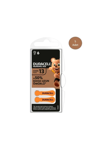 Duracell 13 Numara İşitme Cihazı Pili 6 x 5 30 Adet ürün görseli 1
