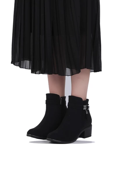 Mp 242-2227Zn Siyah Kadın 6Cm Topuklu Bot - Resim 2
