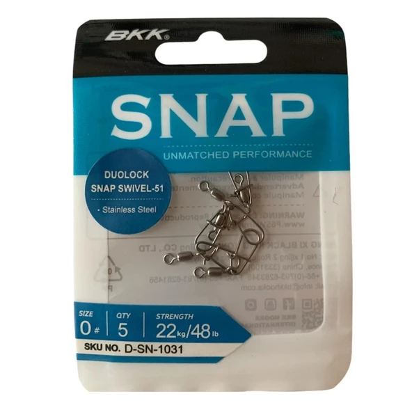 BKK Duolock Snap Swivel-51 No:0 Klipsli Fırdöndü (5'li Paket) ürün görseli 1