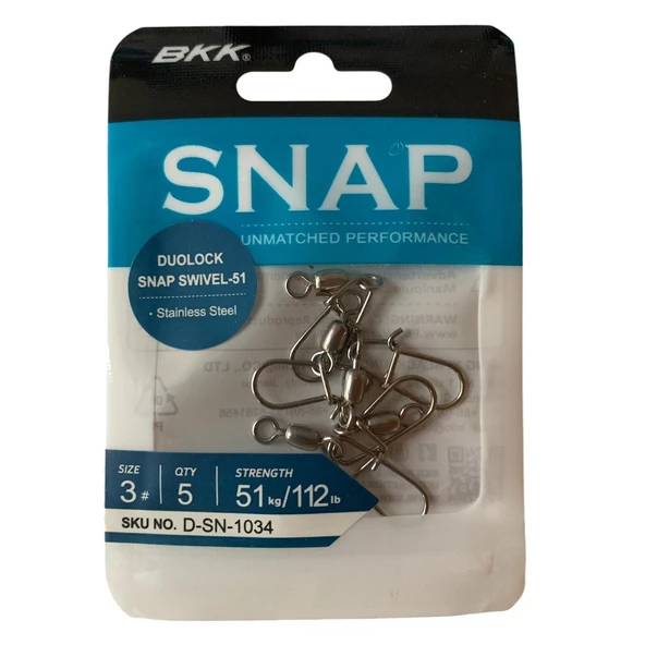 BKK Duolock Snap Swivel-51 No:3 Klipsli Fırdöndü (5'li Paket) ürün görseli 1