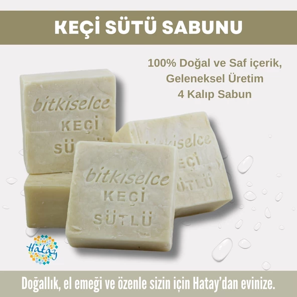 Bitkiselce Saf ve doğal içeriklerle Keçi Sütü Sabunu   450 gr (4 Kalıp) ürün görseli 1