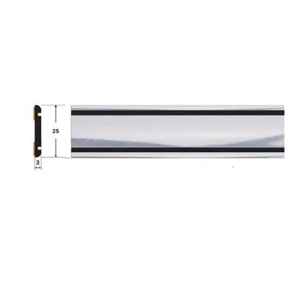 25 Mm Dekoratif Krom Çıta Şeirt Siyah Çizgili  1 Metre ürün görseli 1