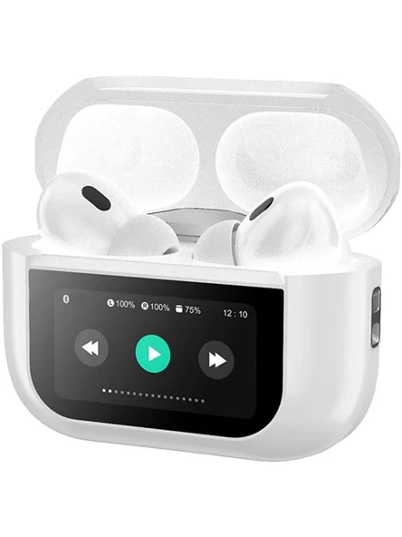 Logia Touch Screen LED Ekranlı Bluetooth Kulaklık Beyaz ürün görseli 1