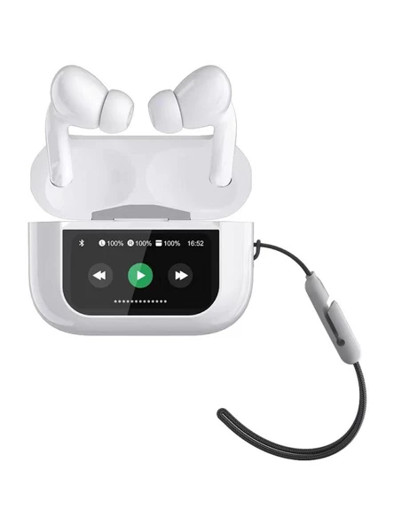 Logia Touch Screen LED Ekranlı Bluetooth Kulaklık Beyaz - Resim 3