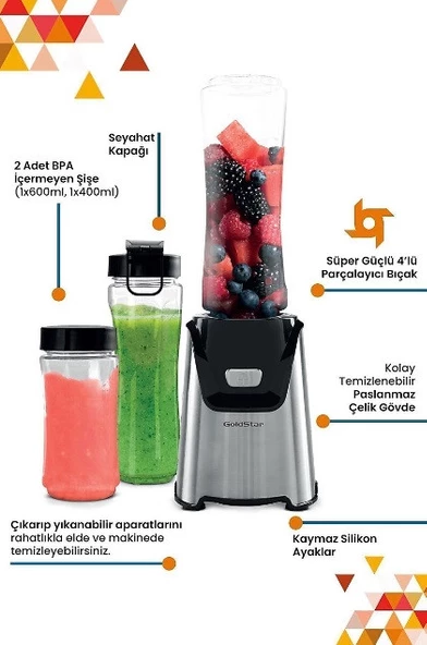 GoldStar ST-7251 400 W Kişisel Smoothie Blender - Resim 3